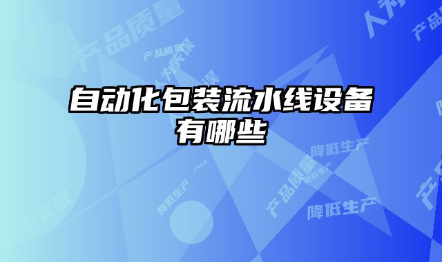自動(dòng)化包裝流水線設(shè)備有哪些